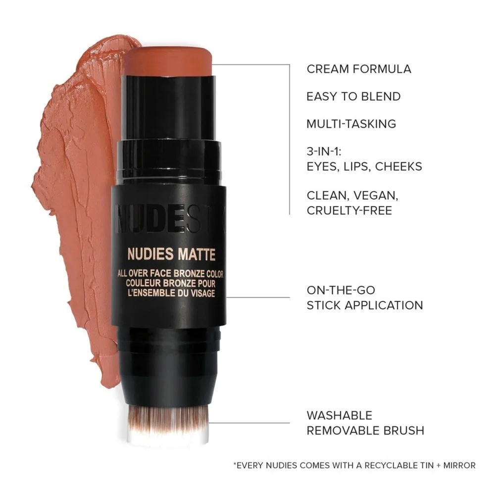 Nudestix SUNKISSED Nudies Cream Bronzer Stick | NEW | Matte Bronze Blush Stick